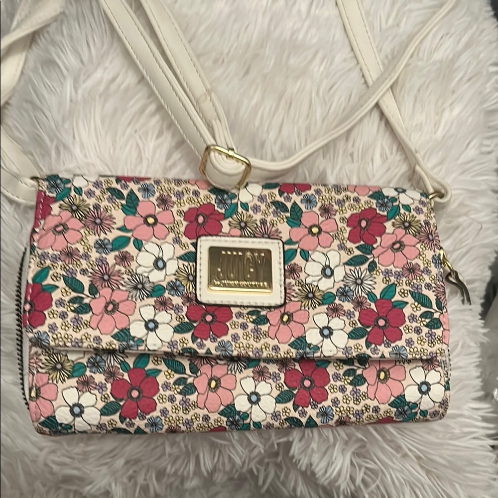 Juicy Couture Pink and Cream Crossbody Bag with Floral Design - Picture 1 of 9